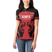 Custom Kenya Rugby Women Polo Shirt 2024 Go Champions Simbas - Red - Wonder Print Shop