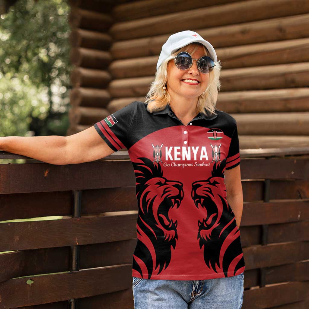 Custom Kenya Rugby Women Polo Shirt 2024 Go Champions Simbas - Red - Wonder Print Shop