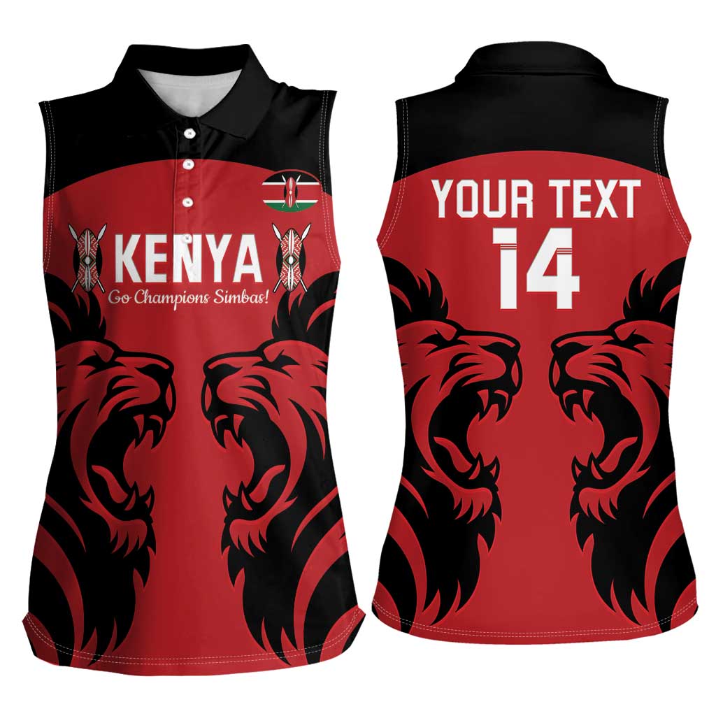 Custom Kenya Rugby Women Sleeveless Polo Shirt 2024 Go Champions Simbas - Red - Wonder Print Shop