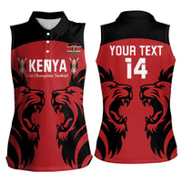 Custom Kenya Rugby Women Sleeveless Polo Shirt 2024 Go Champions Simbas - Red - Wonder Print Shop