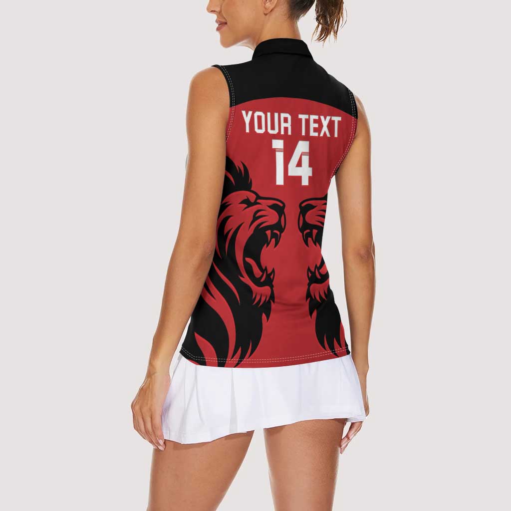 Custom Kenya Rugby Women Sleeveless Polo Shirt 2024 Go Champions Simbas - Red - Wonder Print Shop