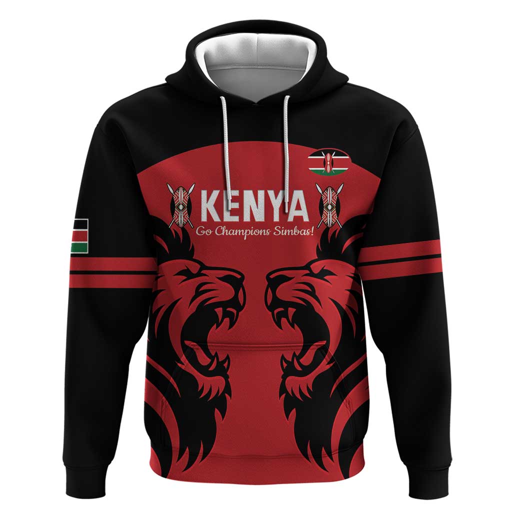 Custom Kenya Rugby Zip Hoodie 2024 Go Champions Simbas - Red - Wonder Print Shop