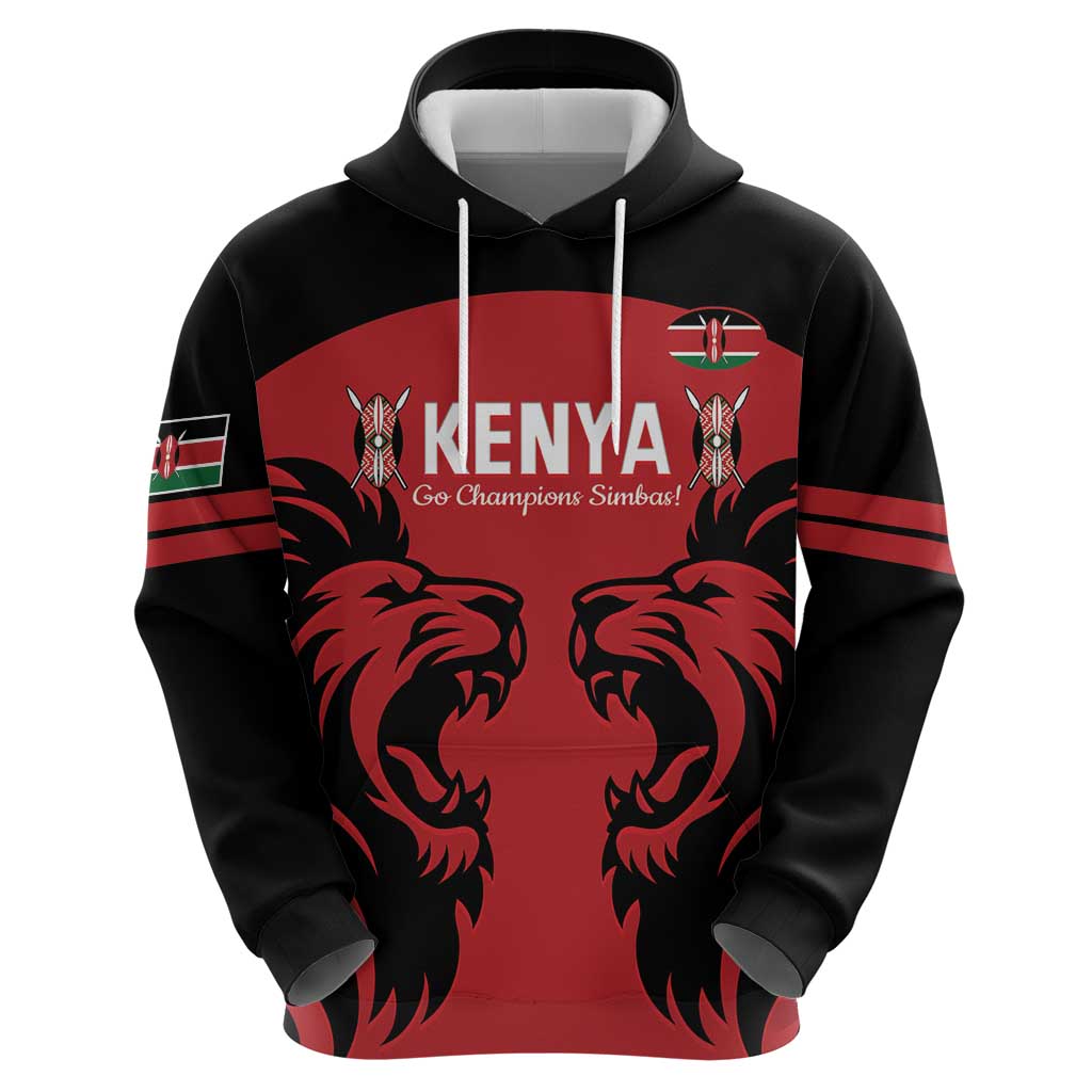 Custom Kenya Rugby Zip Hoodie 2024 Go Champions Simbas - Red - Wonder Print Shop