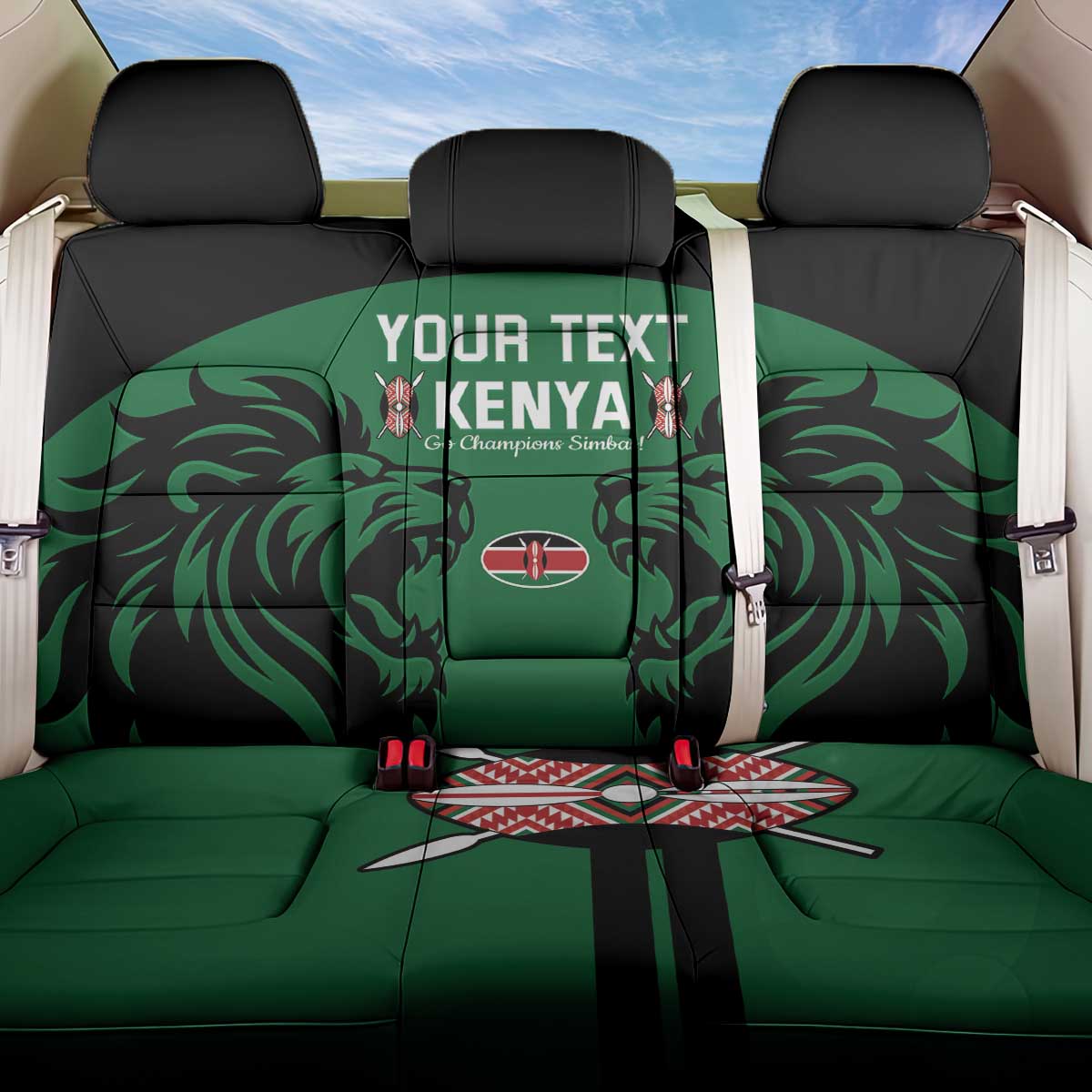 Custom Kenya Rugby Back Car Seat Cover 2024 Go Champions Simbas - Green - Wonder Print Shop