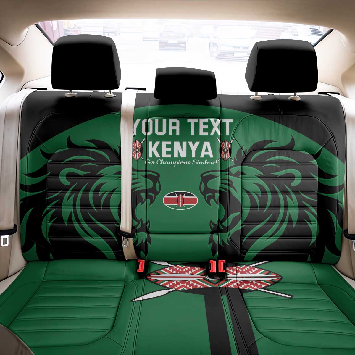 Custom Kenya Rugby Back Car Seat Cover 2024 Go Champions Simbas - Green - Wonder Print Shop