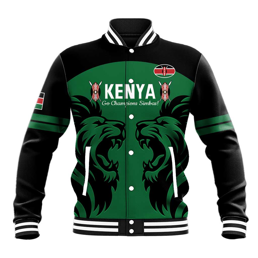 Custom Kenya Rugby Baseball Jacket 2024 Go Champions Simbas - Green - Wonder Print Shop