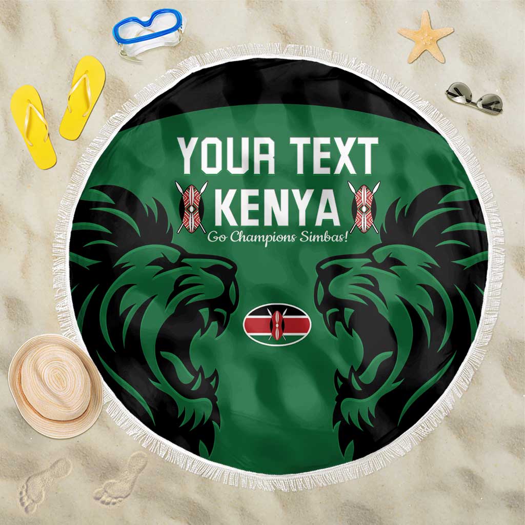 Custom Kenya Rugby Beach Blanket 2024 Go Champions Simbas - Green - Wonder Print Shop