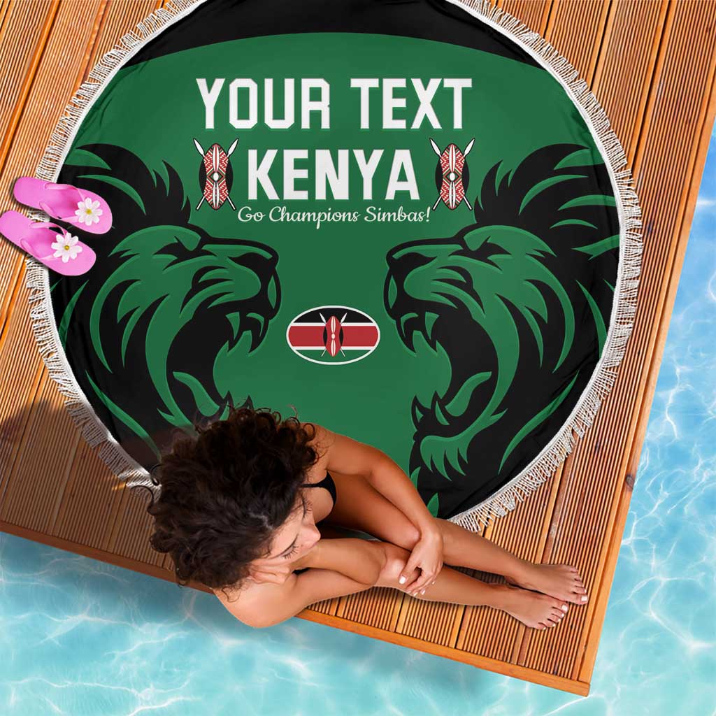 Custom Kenya Rugby Beach Blanket 2024 Go Champions Simbas - Green - Wonder Print Shop