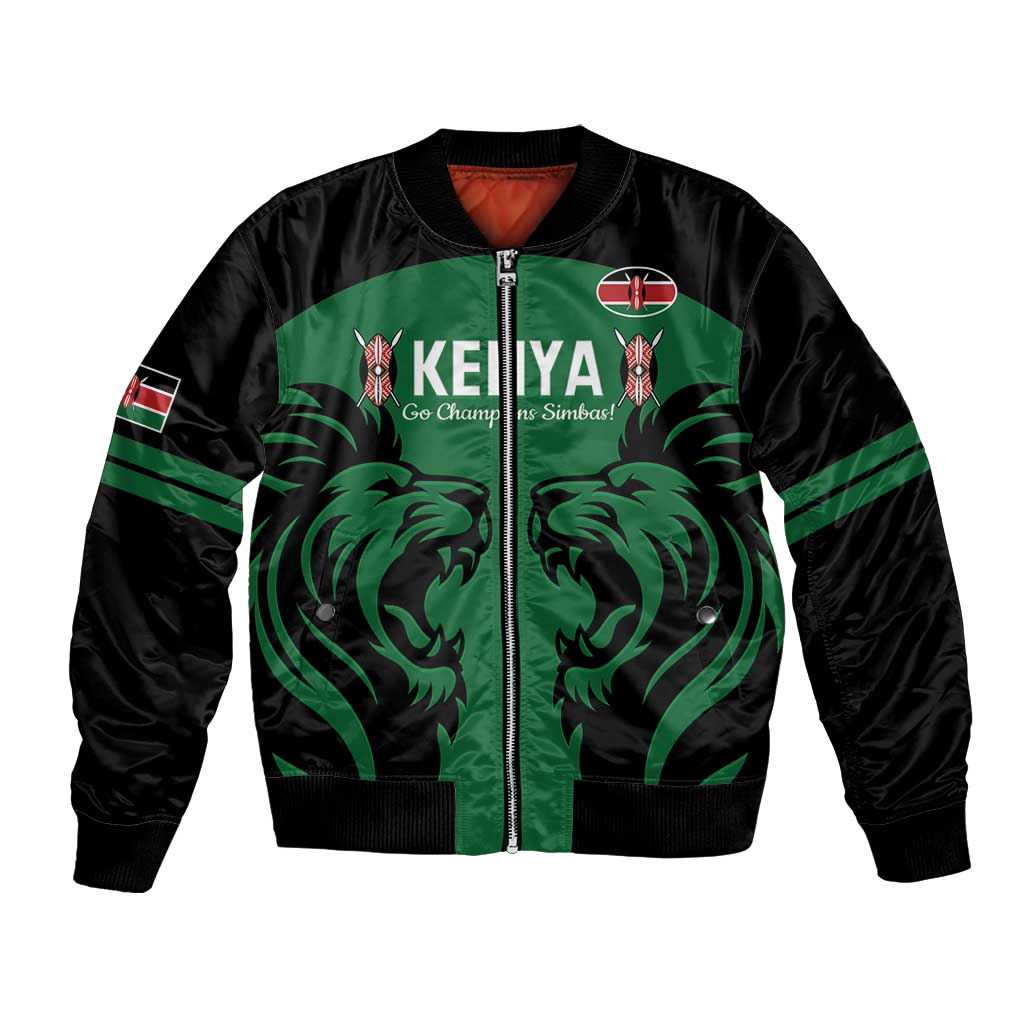 Custom Kenya Rugby Bomber Jacket 2024 Go Champions Simbas - Green - Wonder Print Shop