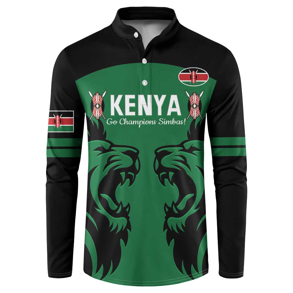 Custom Kenya Rugby Button Sweatshirt 2024 Go Champions Simbas - Green - Wonder Print Shop