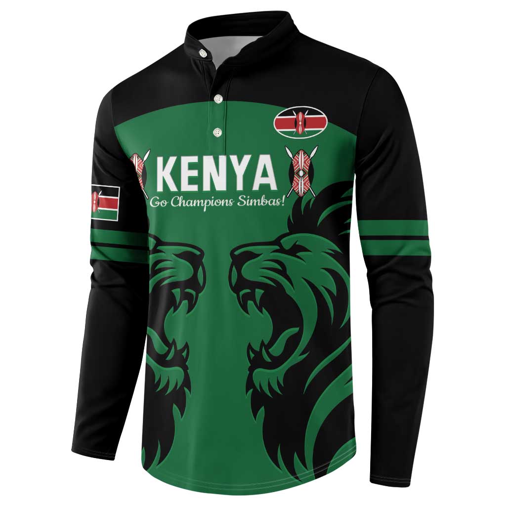Custom Kenya Rugby Button Sweatshirt 2024 Go Champions Simbas - Green - Wonder Print Shop