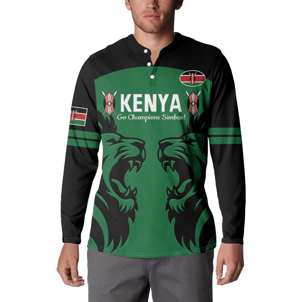 Custom Kenya Rugby Button Sweatshirt 2024 Go Champions Simbas - Green - Wonder Print Shop