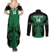 Custom Kenya Rugby Couples Matching Summer Maxi Dress and Long Sleeve Button Shirt 2024 Go Champions Simbas - Green - Wonder Print Shop