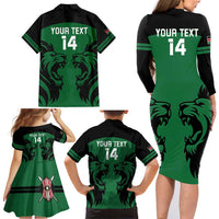 Custom Kenya Rugby Family Matching Long Sleeve Bodycon Dress and Hawaiian Shirt 2024 Go Champions Simbas - Green - Wonder Print Shop
