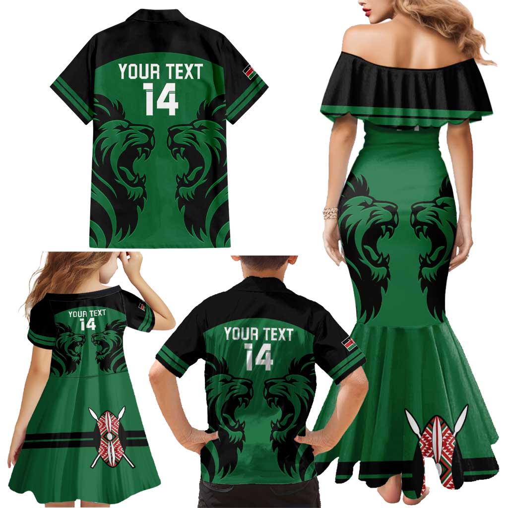 Custom Kenya Rugby Family Matching Mermaid Dress and Hawaiian Shirt 2024 Go Champions Simbas - Green - Wonder Print Shop