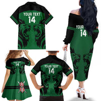 Custom Kenya Rugby Family Matching Off The Shoulder Long Sleeve Dress and Hawaiian Shirt 2024 Go Champions Simbas - Green - Wonder Print Shop
