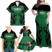 Custom Kenya Rugby Family Matching Off Shoulder Maxi Dress and Hawaiian Shirt 2024 Go Champions Simbas - Green - Wonder Print Shop