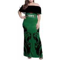 Custom Kenya Rugby Family Matching Off Shoulder Maxi Dress and Hawaiian Shirt 2024 Go Champions Simbas - Green - Wonder Print Shop