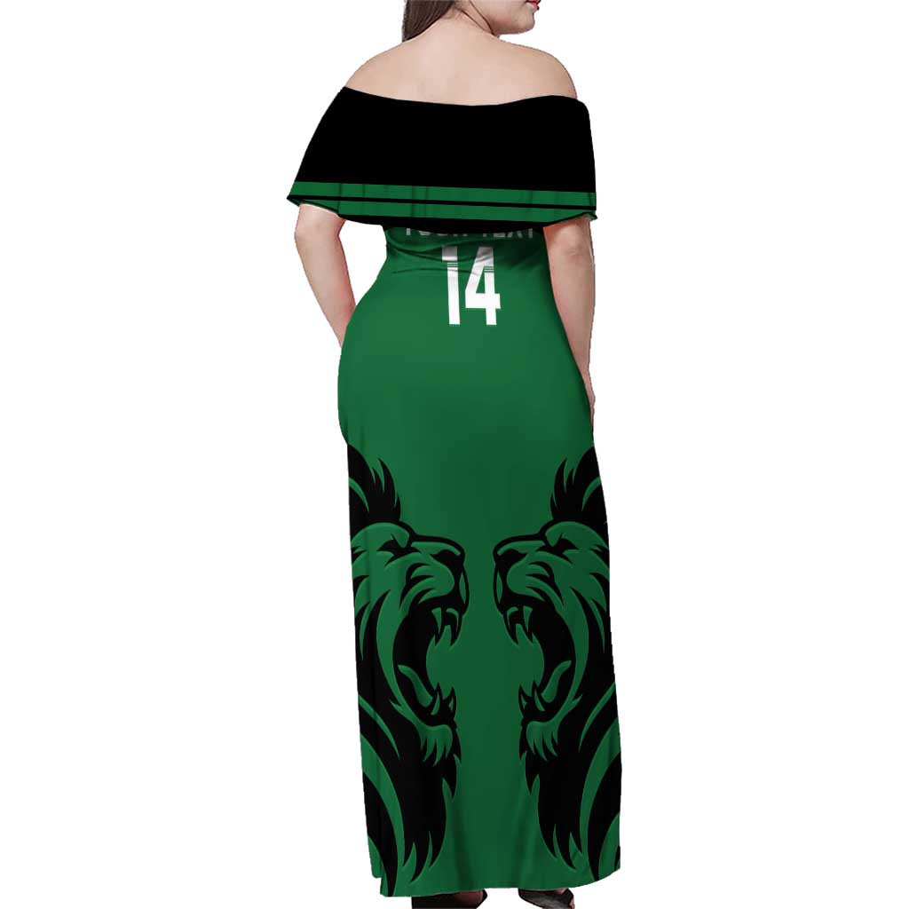 Custom Kenya Rugby Family Matching Off Shoulder Maxi Dress and Hawaiian Shirt 2024 Go Champions Simbas - Green - Wonder Print Shop
