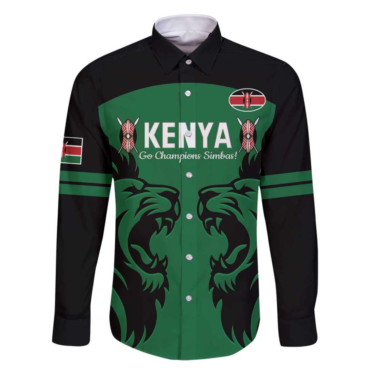 Custom Kenya Rugby Family Matching Off Shoulder Short Dress and Hawaiian Shirt 2024 Go Champions Simbas - Green - Wonder Print Shop