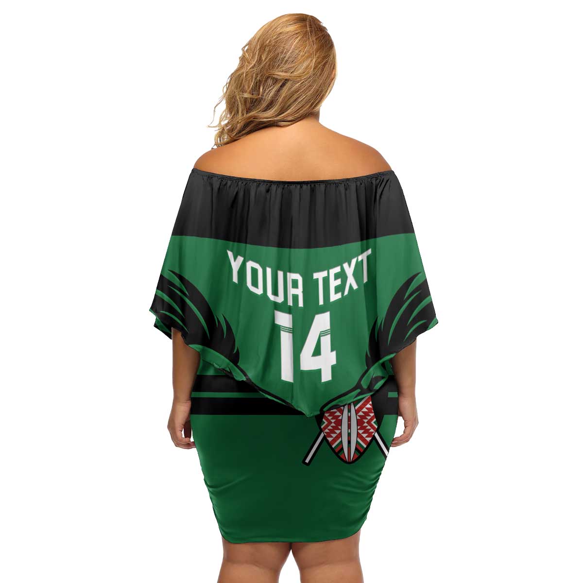 Custom Kenya Rugby Family Matching Off Shoulder Short Dress and Hawaiian Shirt 2024 Go Champions Simbas - Green - Wonder Print Shop