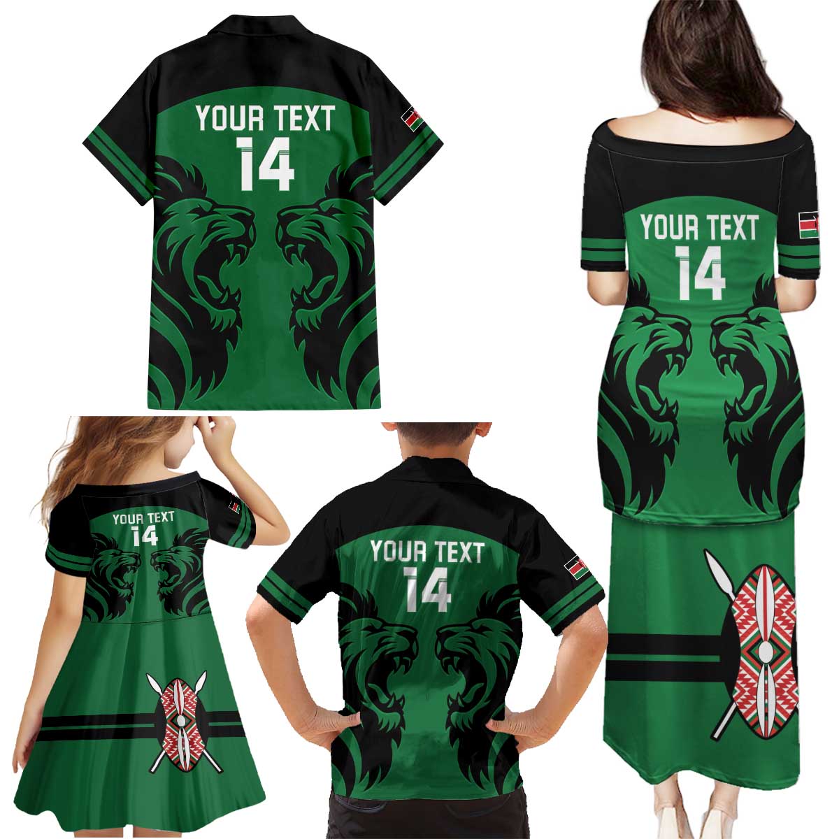 Custom Kenya Rugby Family Matching Puletasi and Hawaiian Shirt 2024 Go Champions Simbas - Green - Wonder Print Shop