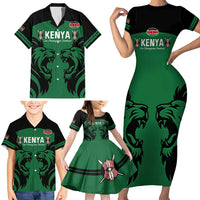 Custom Kenya Rugby Family Matching Short Sleeve Bodycon Dress and Hawaiian Shirt 2024 Go Champions Simbas - Green - Wonder Print Shop