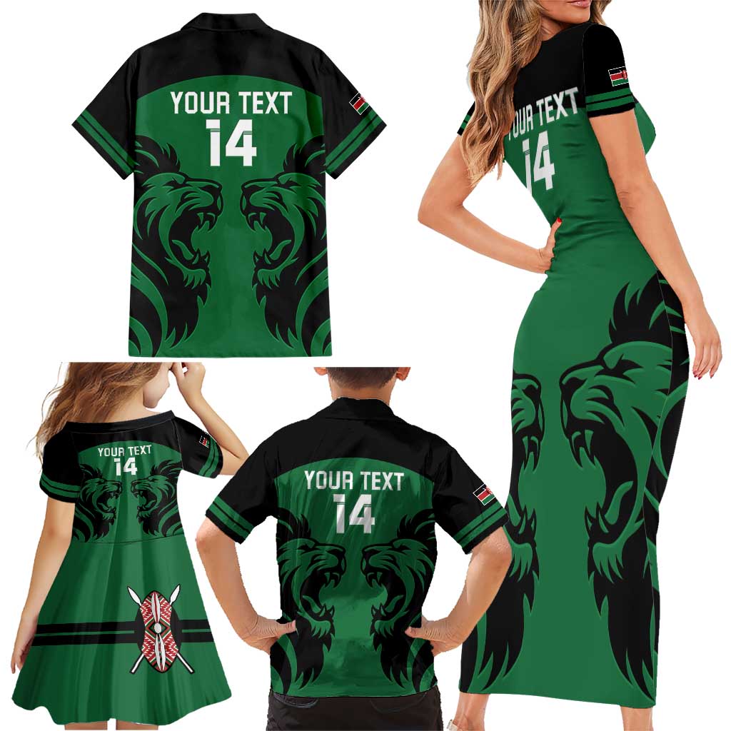 Custom Kenya Rugby Family Matching Short Sleeve Bodycon Dress and Hawaiian Shirt 2024 Go Champions Simbas - Green - Wonder Print Shop