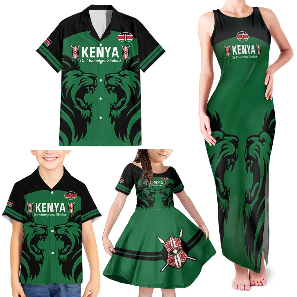 Custom Kenya Rugby Family Matching Tank Maxi Dress and Hawaiian Shirt 2024 Go Champions Simbas - Green - Wonder Print Shop