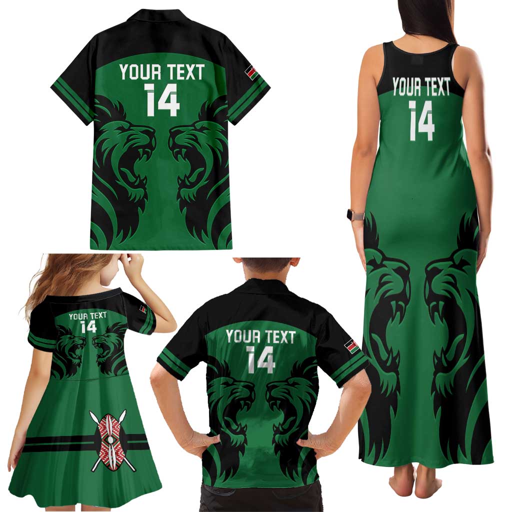 Custom Kenya Rugby Family Matching Tank Maxi Dress and Hawaiian Shirt 2024 Go Champions Simbas - Green - Wonder Print Shop