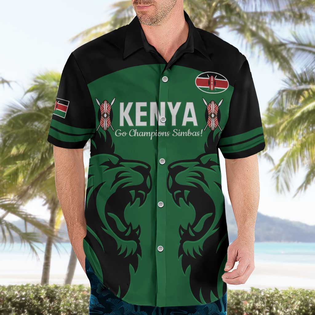 Custom Kenya Rugby Hawaiian Shirt 2024 Go Champions Simbas - Green - Wonder Print Shop