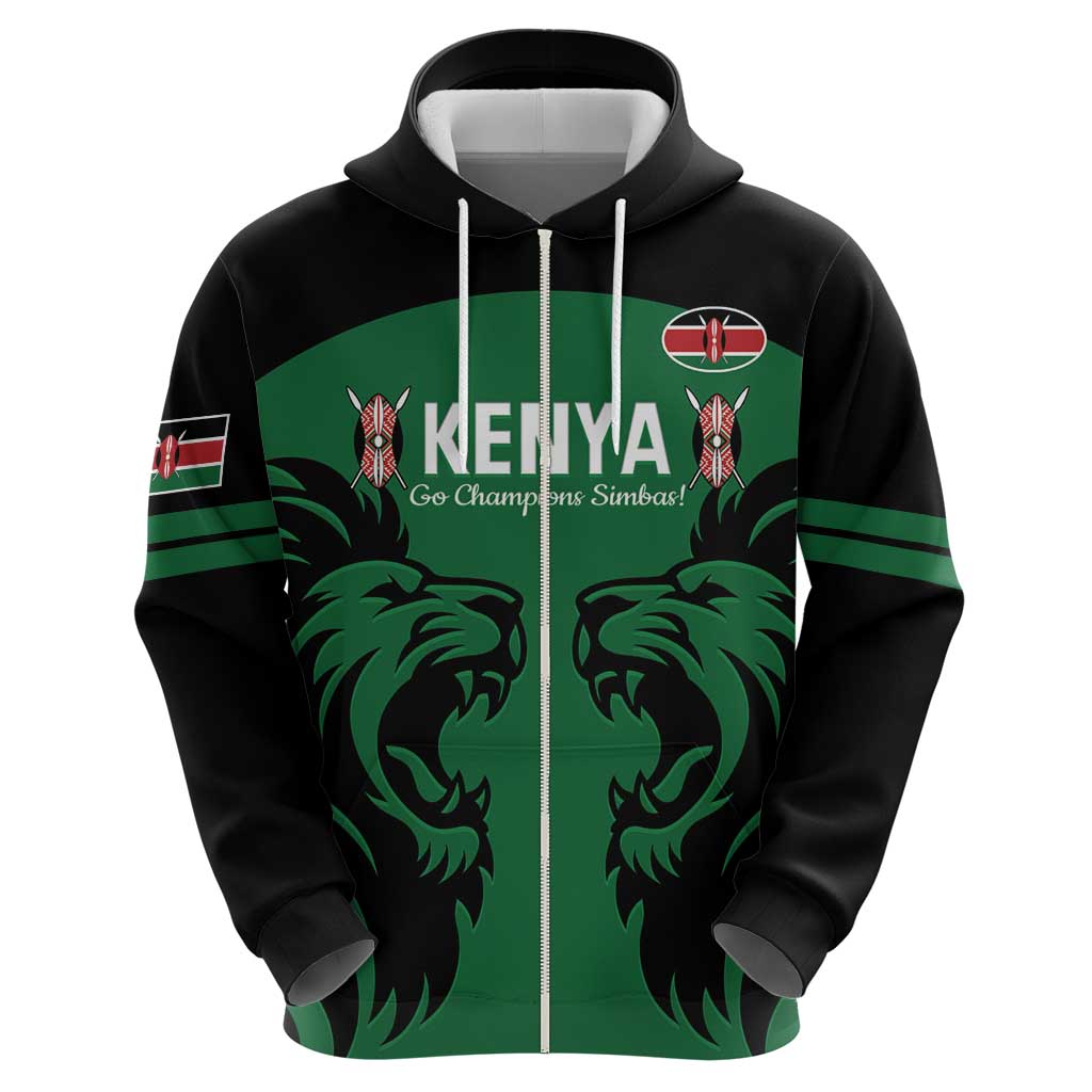 Custom Kenya Rugby Hoodie 2024 Go Champions Simbas - Green - Wonder Print Shop