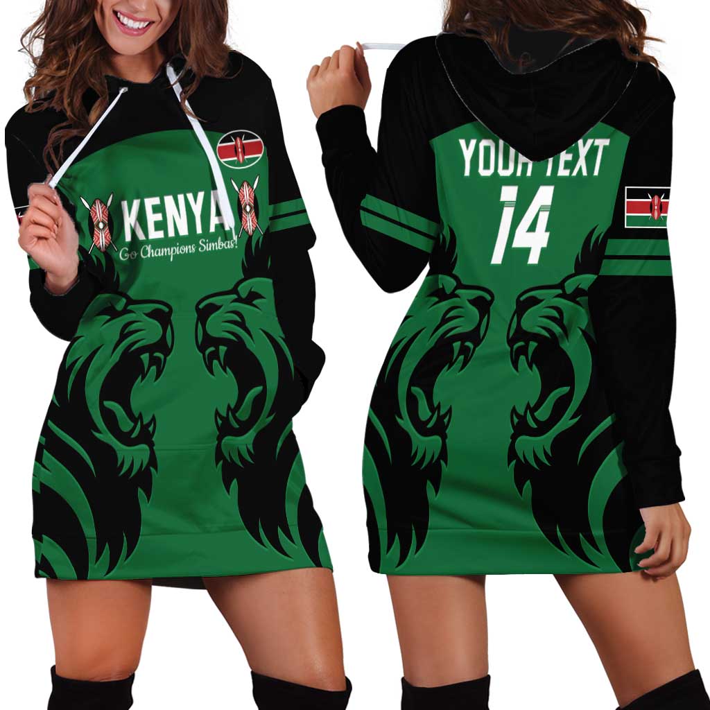 Custom Kenya Rugby Hoodie Dress 2024 Go Champions Simbas - Green - Wonder Print Shop