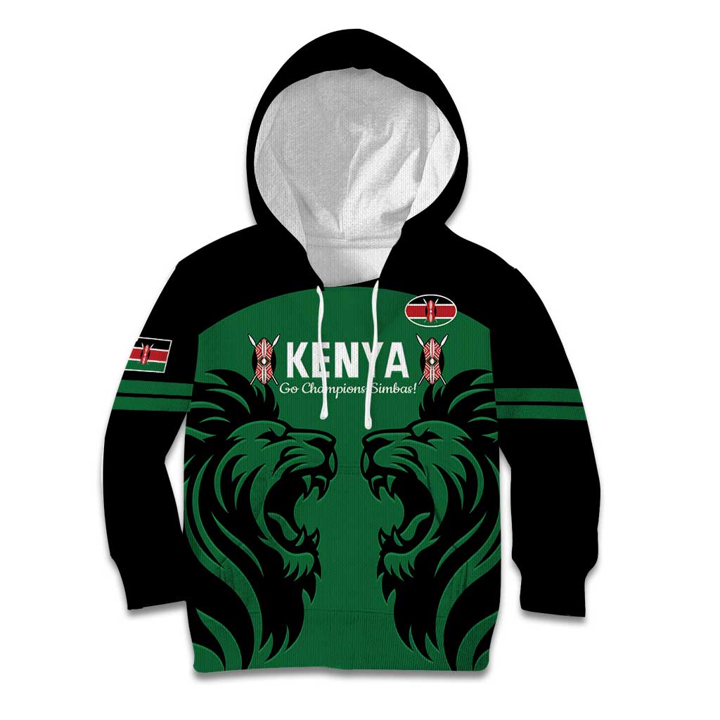 Custom Kenya Rugby Kid Hoodie 2024 Go Champions Simbas - Green - Wonder Print Shop