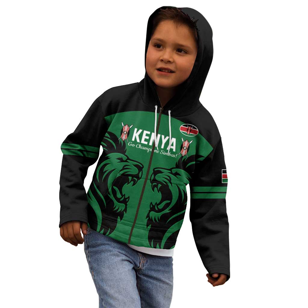 Custom Kenya Rugby Kid Hoodie 2024 Go Champions Simbas - Green - Wonder Print Shop