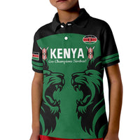 Custom Kenya Rugby Kid Polo Shirt 2024 Go Champions Simbas - Green - Wonder Print Shop
