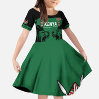 Custom Kenya Rugby Kid Short Sleeve Dress 2024 Go Champions Simbas - Green - Wonder Print Shop