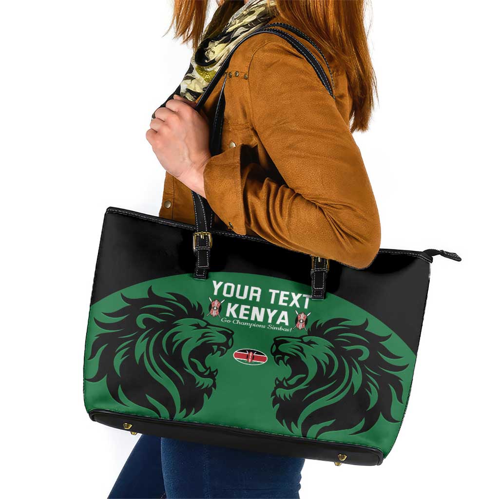 Custom Kenya Rugby Leather Tote Bag 2024 Go Champions Simbas - Green - Wonder Print Shop