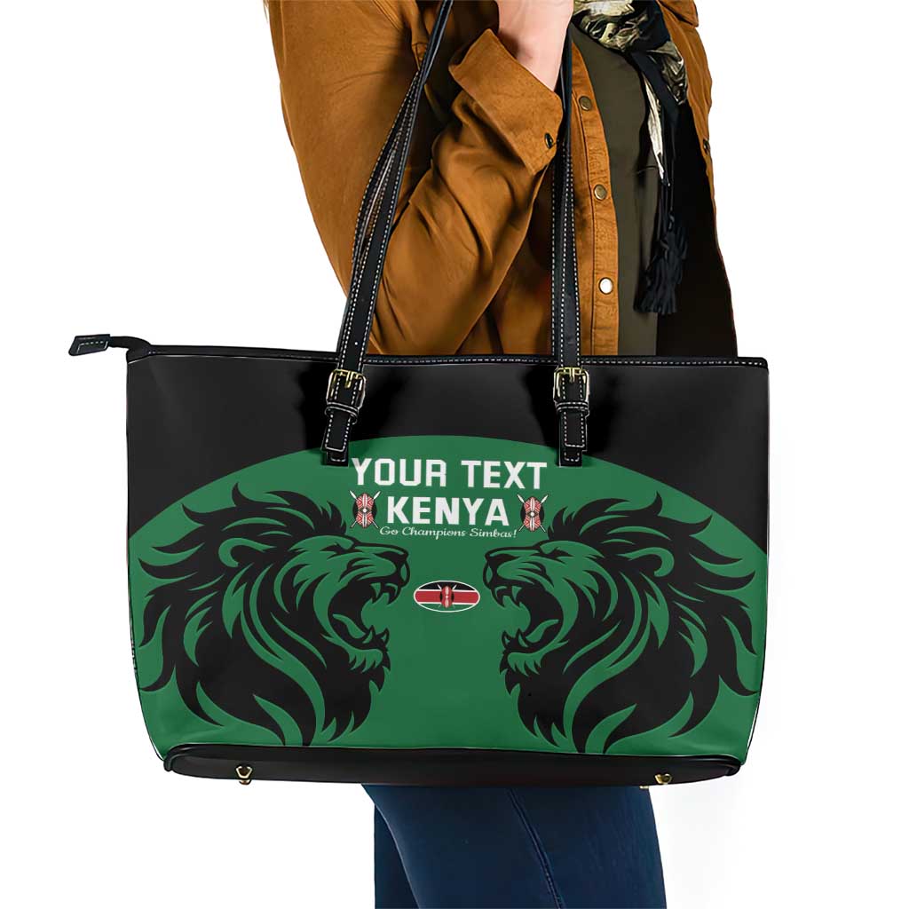 Custom Kenya Rugby Leather Tote Bag 2024 Go Champions Simbas - Green - Wonder Print Shop