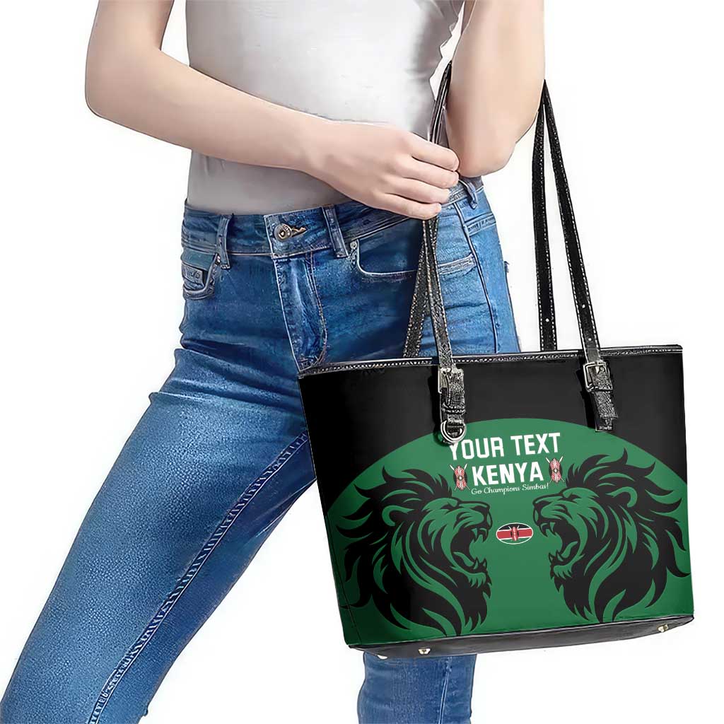 Custom Kenya Rugby Leather Tote Bag 2024 Go Champions Simbas - Green - Wonder Print Shop
