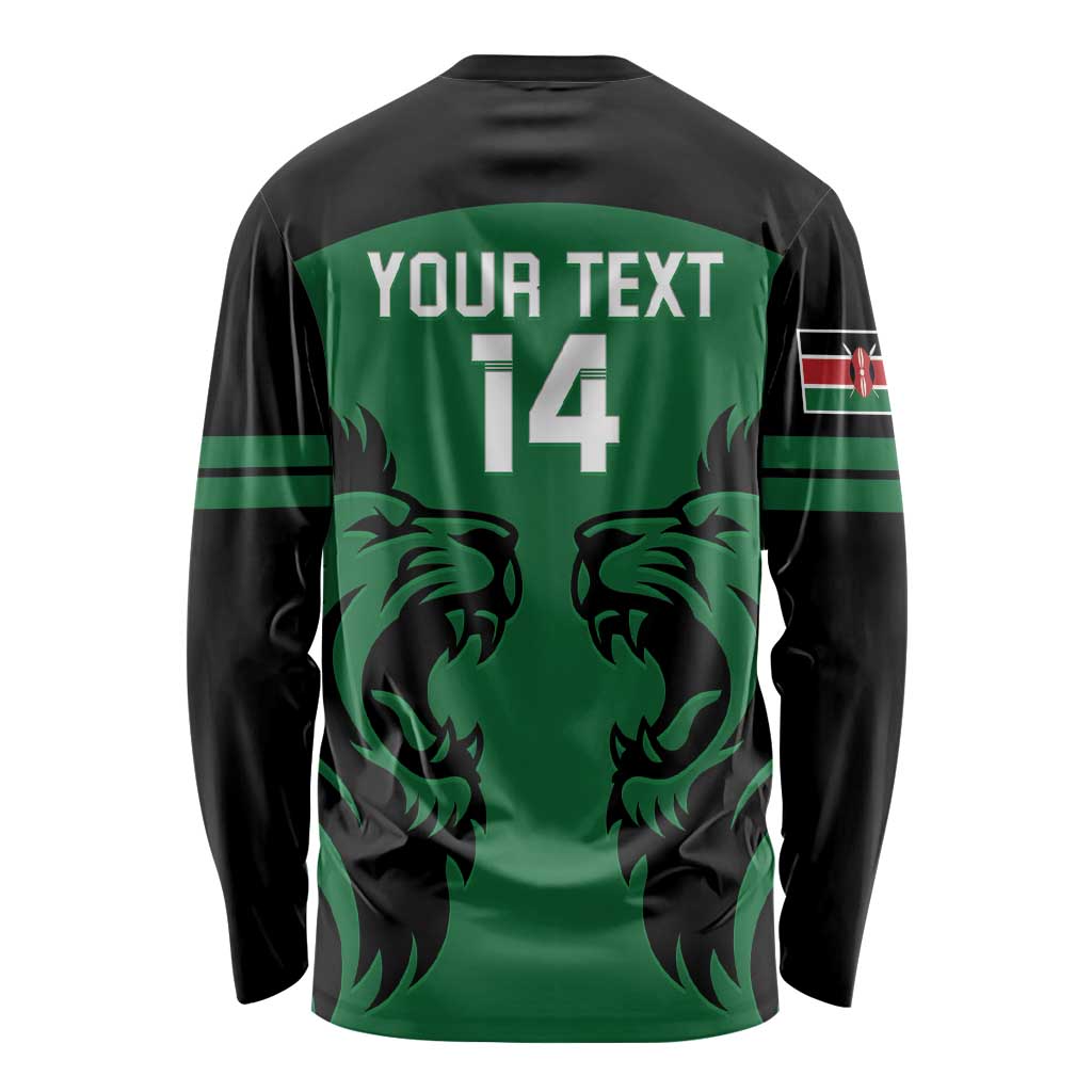 Custom Kenya Rugby Long Sleeve Shirt 2024 Go Champions Simbas - Green - Wonder Print Shop