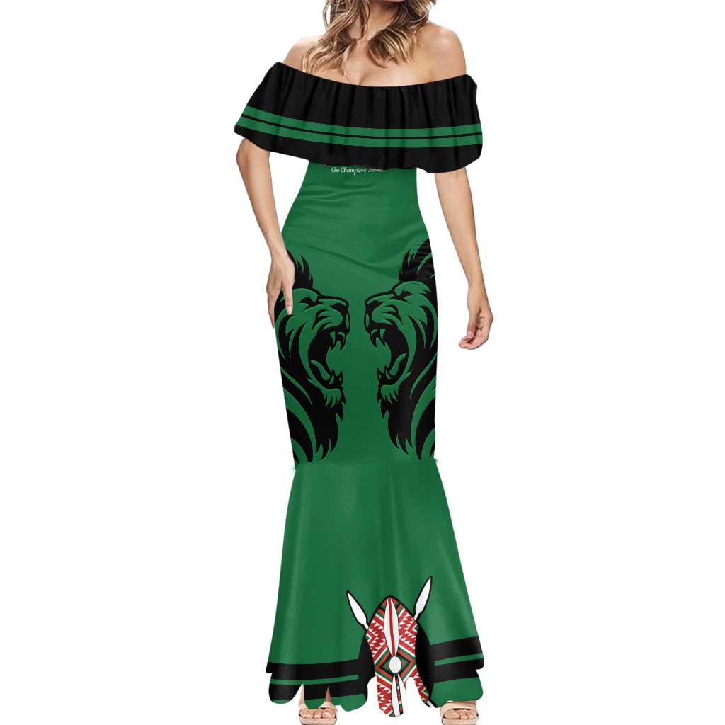Custom Kenya Rugby Mermaid Dress 2024 Go Champions Simbas - Green - Wonder Print Shop