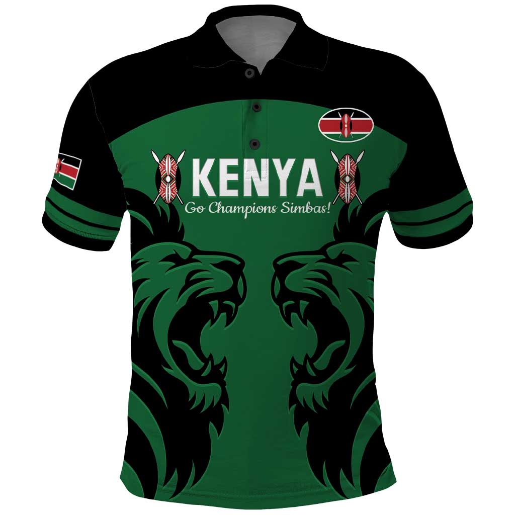 Custom Kenya Rugby Polo Shirt 2024 Go Champions Simbas - Green - Wonder Print Shop