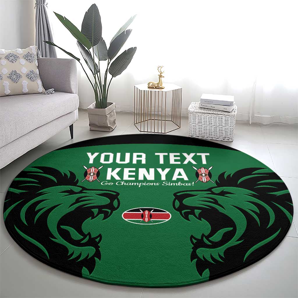 Custom Kenya Rugby Round Carpet 2024 Go Champions Simbas - Green