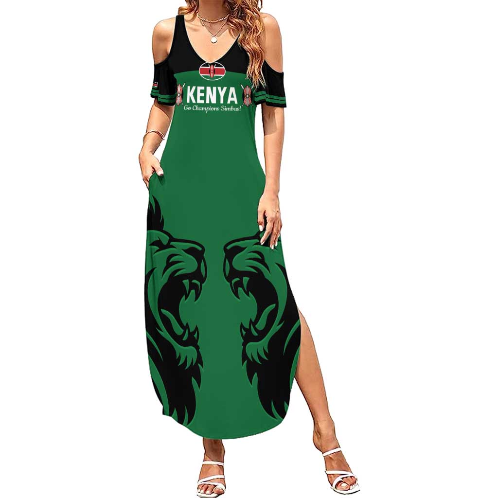 Custom Kenya Rugby Summer Maxi Dress 2024 Go Champions Simbas - Green - Wonder Print Shop