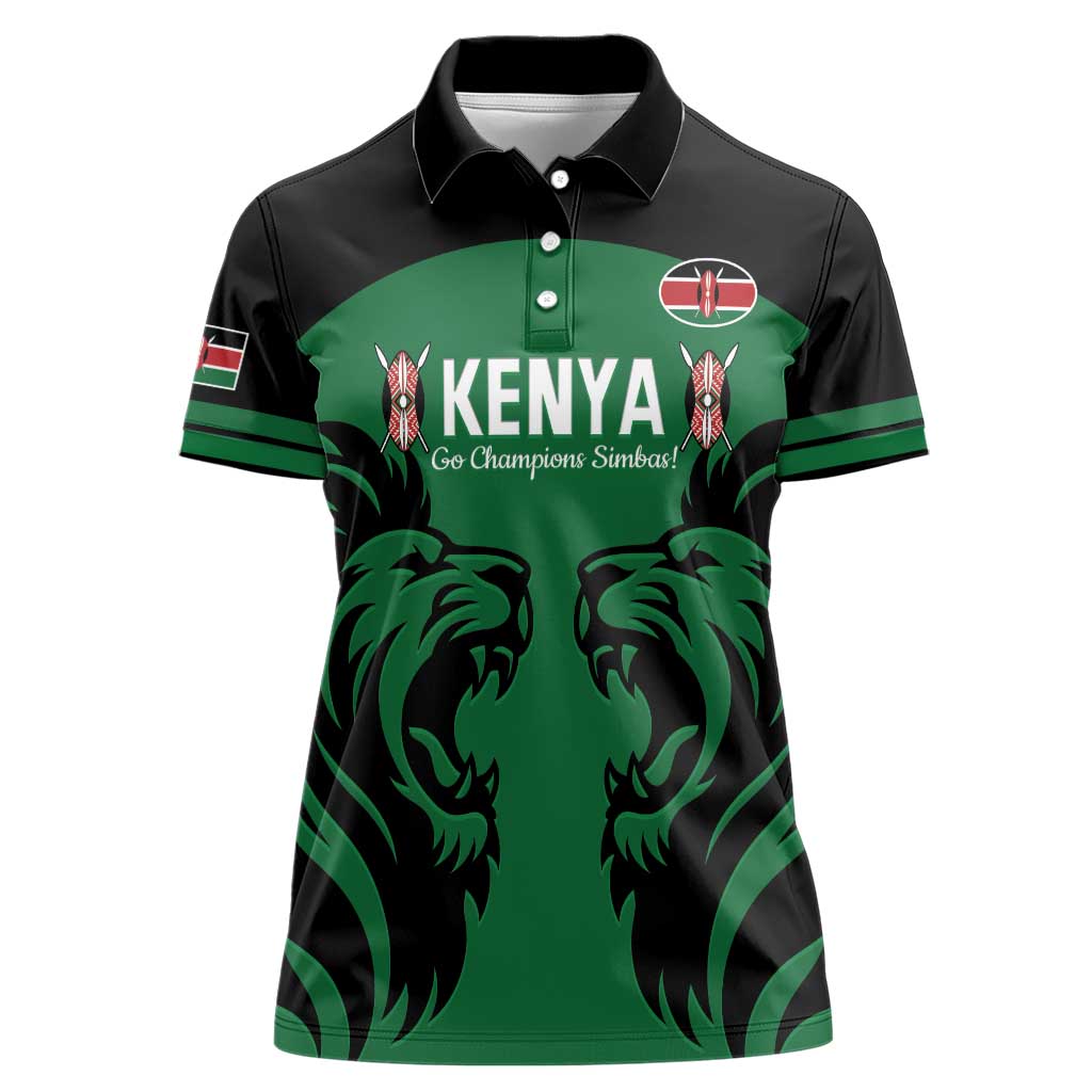 Custom Kenya Rugby Women Polo Shirt 2024 Go Champions Simbas - Green - Wonder Print Shop