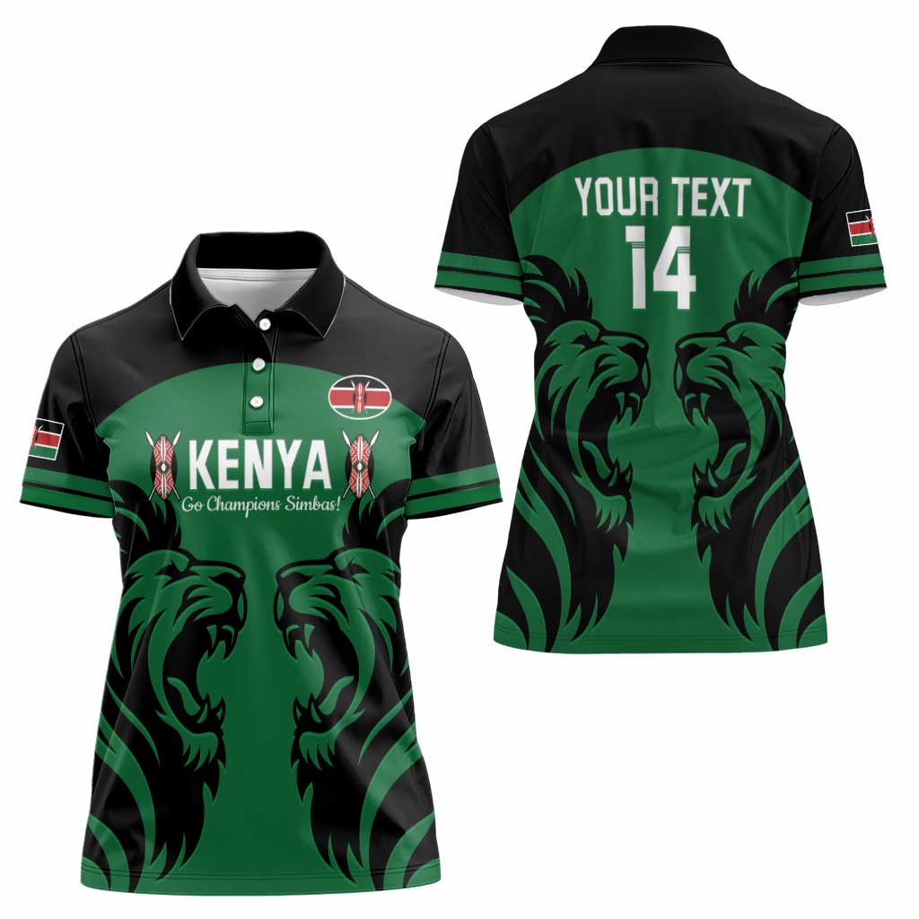 Custom Kenya Rugby Women Polo Shirt 2024 Go Champions Simbas - Green - Wonder Print Shop
