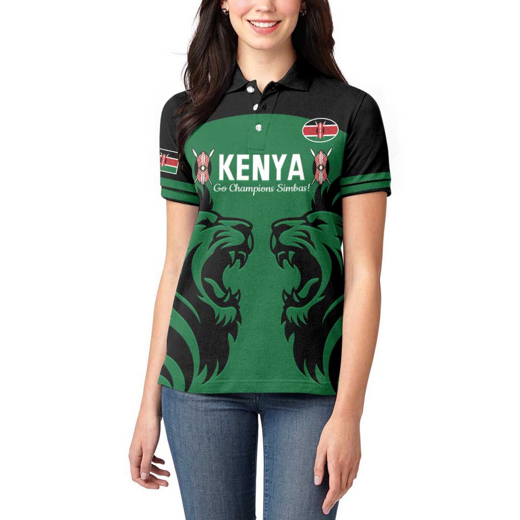 Custom Kenya Rugby Women Polo Shirt 2024 Go Champions Simbas - Green - Wonder Print Shop