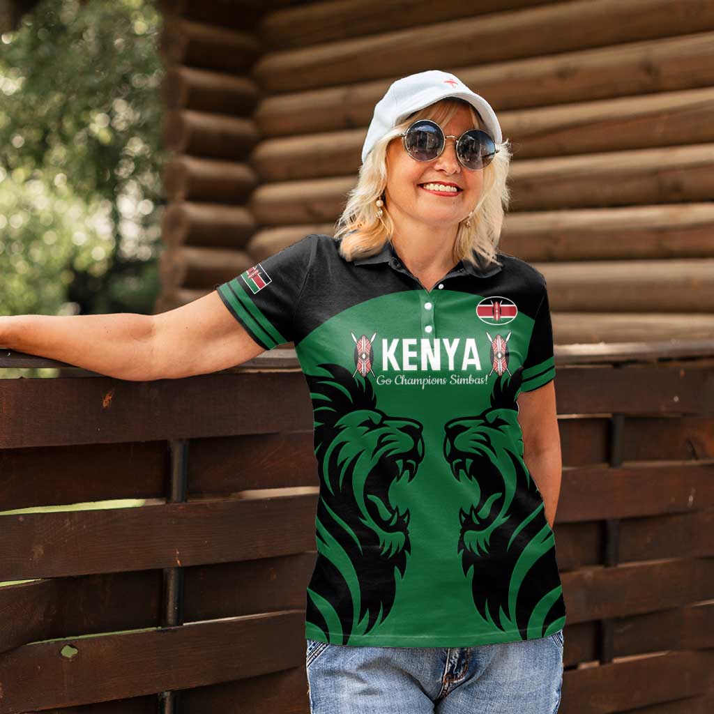 Custom Kenya Rugby Women Polo Shirt 2024 Go Champions Simbas - Green - Wonder Print Shop