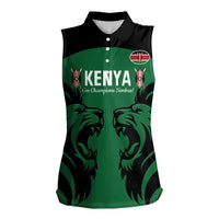 Custom Kenya Rugby Women Sleeveless Polo Shirt 2024 Go Champions Simbas - Green - Wonder Print Shop